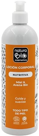 NaturaBio Cosmetics - Loción Corporal Nutritiva con Miel y Avena Bio, Loción Corpotal Natural Nutre y suaviza la piel, 500 ml
