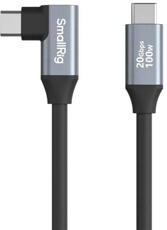 SMALLRIG Cable de Datos USB C a USB C de 1,15 Pies/35 cm/13,8 (Recto a en ángulo), Cable USB C 3.2 Gen 2x2 de Transferencia de Datos de Alta Velocidad de 20 Gbps, para iPhone y Cámaras, etc. - 4790