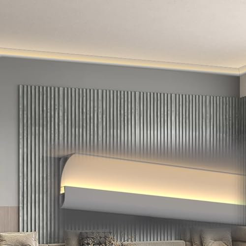 RENLXFI Corniche LED Plafond Plinthe À LEDs pour Plafond, Éclairage Indirect À LEDs, Canal en Aluminium pour Bandes Lumineuses Linéaires, Maison Chambre À Coucher Salon
