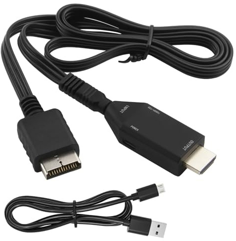 teashow Câble adaptateur HDMI PS1/PS2 de 62 cm - Convertisseur vidéo HD pour consoles PS1/PS2 - Adaptateur HDMI Plug and Play - Prend en charge la sortie 720p/1080p pour moniteur de télévision