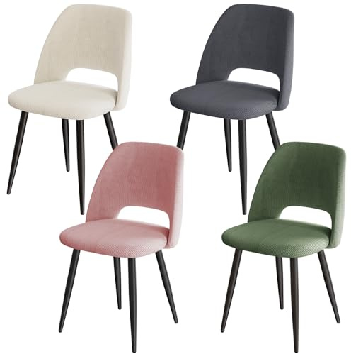 ANVOFONG Juego de 4 Sillas de Comedor,Silla de Cocina con Patas Independientes,Pana Silla Tapizada,Silla de Salón,para el Comedor,Sala de Estar,Cocina,Dormitorio
