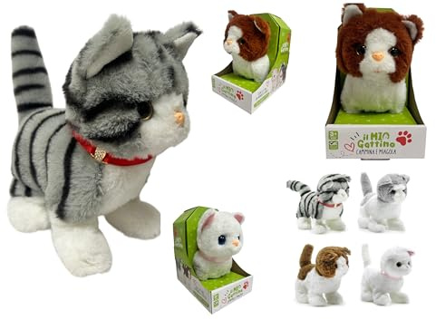 Gato de peluche gatito que maúlla y camina Miaula Mueve la Cola Gato Juguete Interactivo Caminante Mueve la Cola Gatito Juguete Niños Caminante Cachorro Electrónico