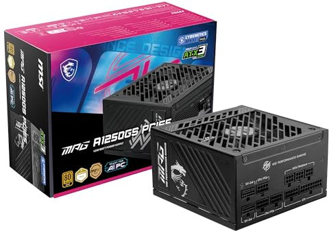 MSI MPG A1250GS PCIE 5.1 ATX 3.1 Gaming Power Supply - Full Modular - 80 Plus Gold Certified 1250W - 100% Japanese 105°C Capacitors - Dual 12V-2x6 - ATX PSU - 10 Year Warranty