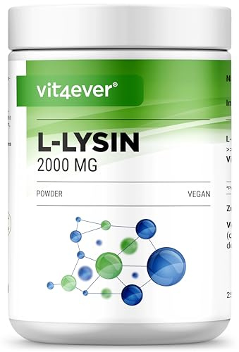 vit4ever L-Lisina in polvere - 500 g di granuli | Buona solubilità - Lisina HCL da fermentazione vegetale - Vegan