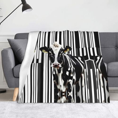 Manta suave de 50 x 60 pulgadas con estampado de vaca lechera blanca y negra