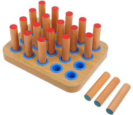 EXQUIMEUBLE Fingertrainer Steckbrett Handtrainer Für Die Therapie Unterarm Griffstärker Handtherapie Tools Übungsbrett Steckbrettspiel Zylinder Mit Knöpfen Montessori Steckbrett Für