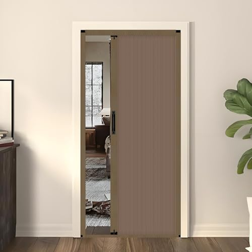 KAILODI Falttür, Falttüren Nach Maß, Innentüren Komplettset, Einziehbare Falttür Mit Aluminiumrahmen Und Zellgewebe, Für Schlafzimmer, Balkon, Küche, Dachböden, Fenster Champagner Gold Rahmen braun