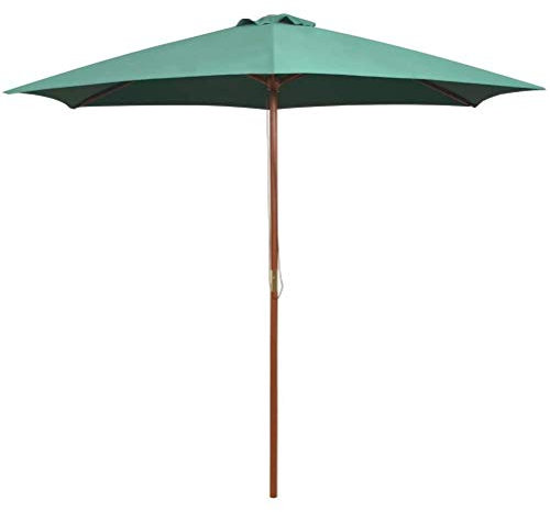 Ombrellone da Spiaggia con palo in Legno Verde per Esterni, da Giardino, Patio, da Giardino