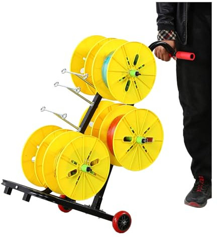 Heavy Duty Wire Reel Rack with Wheels, 6 Pole Cable Dispenser for Automotive & Electrical Storage, 300 Lbs Capacity, Ideal for Industrial & Retail Use