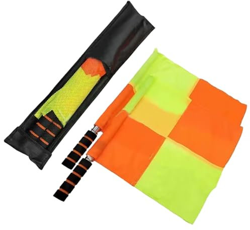 2PCS Soccer Referee Flags 15x13 Inch Waterproof Soccer Flags with 18 Flagpole and Storage Bag for Sports Match Official Events Referee