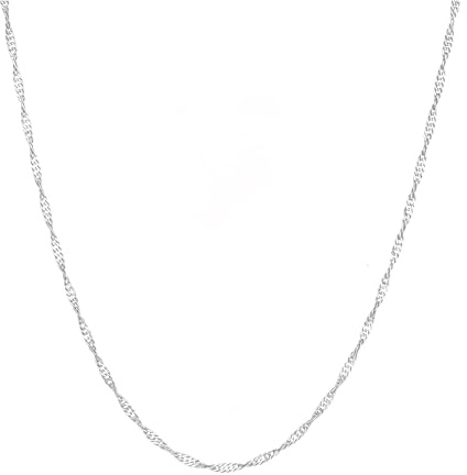 HARJJME Silberkette Damen 925 ohne Anhänger Gold/Silber Feine Singapur Kette aus Sterlingsilber Dünner Schlichte| Wasserfest Halskette für Frauen Geschenk (Wasser Wellen Kette-Silber, 40CM)