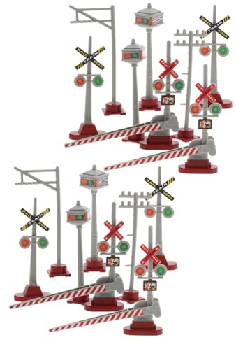 Abaodam Lot De 2 Panneaux De Passage À Niveau Panneaux De Signalisation Miniatures Et Feux De Signalisation pour Trains Miniatures – Éclairage Et Décoration De Table De Sable