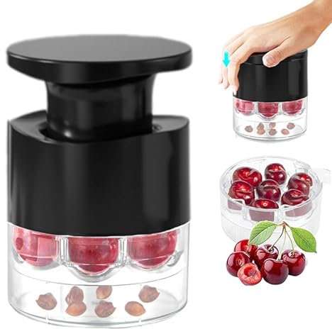 Cherry Pitter Push Type Cherry Corer Multiple New Cherrypitter Remover Tool Multifunction 7-Hole Cherries Stoner Remover Portable Easy Squeeze Cherryseed Removal Tool for Making Cherries Pie and Jam