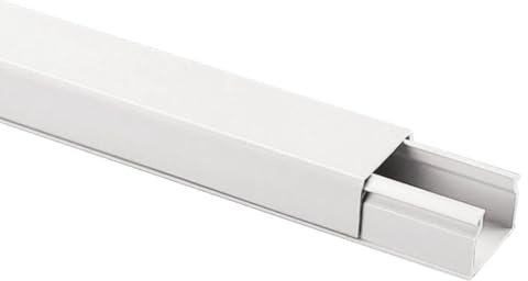 Mini canalina 25x25mm, lunghezza 2 metri, colore bianco, impianto elettrico a parete fuori muro, cavi elettrici, passacavi, tecnopolimero, coperchio avvolgente
