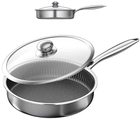 Bmdjdq Sartén antiadherente con tapa, juego de utensilios de cocina de inducción, sartén recubierta de cerámica, revestimiento PFOA Fr Ee, mango resistente al calor, 50,3 x 27,3 x 8 cm, para estufa de