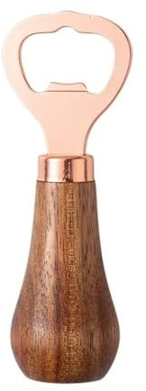 Abrelatas Abridor de botellas de cerveza - Mango de madera, diseño vertical, acero inoxidable(Gold)