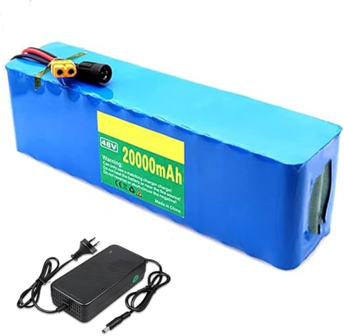 Batería De Litio Para Bicicleta Eléctrica De 48 V Y 20 Ah, Paquete De Baterías De Iones De Litio 13S3P Con Cargador,Para Bicicletas Eléctricas Y Patinetes Con Motor De 1000 W 48V 20Ah,XT30