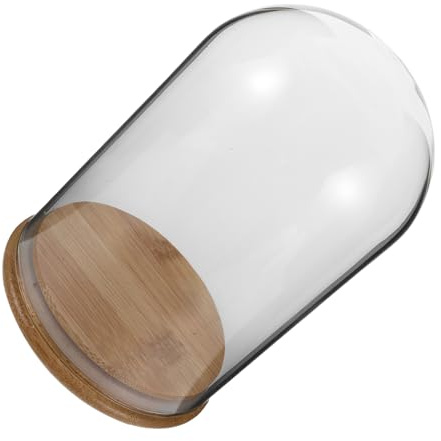 ARTSEWPLY Cúpula de Vidrio Transparente con Base de Madera Campana de Exhibición 10X15 CM Cubierta Protectora Anti-Polvo para Flores Eternas Decoración DIY y Centro de Mesa