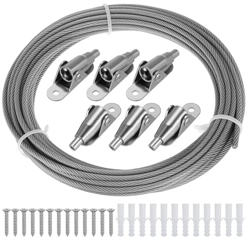 10 meter gardinrep, gardinrepsystem, spännanordning, gardintråd, draghållare, stålvajer, spännset för gardiner, tvättlina, duschdraperi, balkong