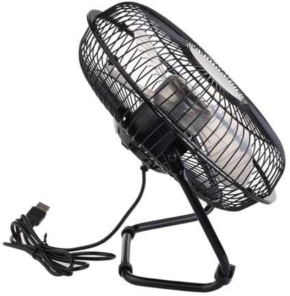 COHEALI Mini Ventilador de Metal USB de 8 Pulgadas, 2 Velocidades Ajustables, Giratorio 360 Grados, Ventilador de Escritorio Silencioso para PC Portátil y Oficina (negro)