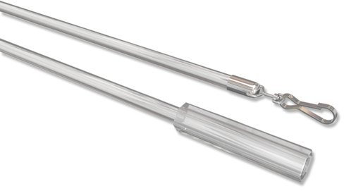 Interdeco Schleuderstäbe/Gardinenstäbe mit Griff (2 Stück) Glasklar aus Kunststoff für Gardinen/Vorhänge, Remus, 125 cm