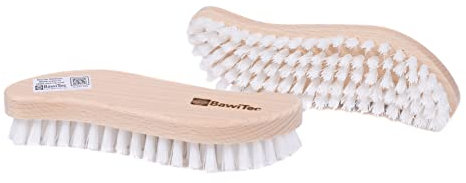 2 Stück Qualitäts Scheuerbürsten S-Form Bürsten Buchenholz Harte weiße Borsten BawiTec Handbürsten Reinigungsbürsten Set Schrubbbürsten Handschrubber Küchenschrubber Haushaltsschrubber (210 mm)