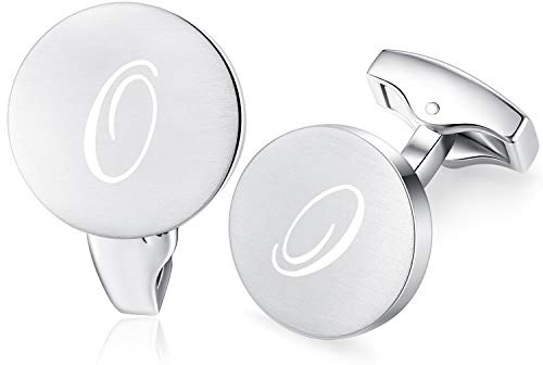Honey Bear Briefe Initialen Buchstabe manschettenknöpfe Herren Edelstahl Hochzeit Cufflinks Manschettenknopf Gebürstetes Silber (O)