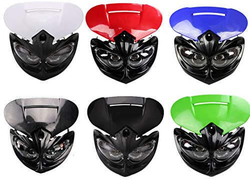 Faro moto 4 occhi doppio per Apollo DC 12V 18W applicabile Double Sport Motocross Street Fighter Dirt Bike (Bianco + nero)