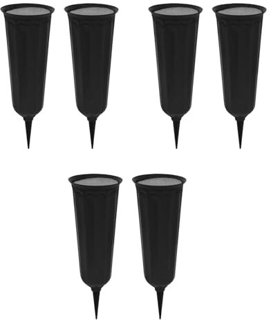 6 jarrones de tumba con picos e inserciones de espuma para decoración de cementerio, soporte de flores para uso conmemorativo y funerario