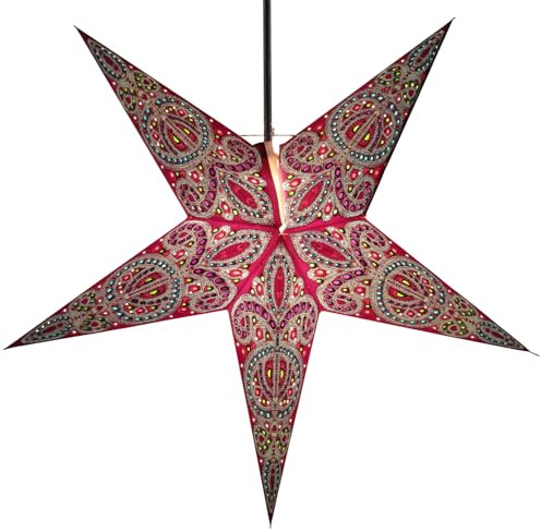 Faltbarer Advents Papierstern, 60 cm, hochwertig, Calea blau | Handgefertigter Papierstern mit Silberbronze, stimmungsvolle Deko, TÜV geprüft, einfache Montage.