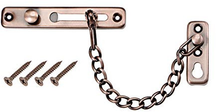 sourcing map Chain Door Guard Lock Security Safety Latch Lock with Spring Anti-Theft Press Lock Copper
