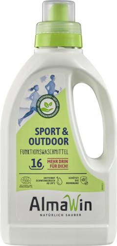 AlmaWin® Sportwaschmittel für Funktionskleidung [2x 750ml] entfernt effektiv Schweißgeruch - Membranfunktion-schützendes Funktionswaschmittel - Outdoor Waschmittel - Reisewaschmittel [20-40°C]