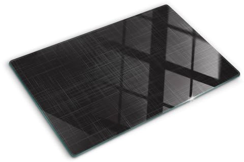 Tagliere in Vetro Temperato 80x52 cm Antigraffio con Piedini Antiscivolo Rettangolare Resistente al Calore Facile da Pulire da Cucina con Stampe Durevole e Igienico - Trama di lino