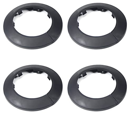 MroMax Passend für 6 cm Außendurchmesser, Flansch, Wasserrohrabdeckung, Dekoration, schwarze Rohrabdeckung, Heizkörper, PP-Kunststoff, 63 mm, Rosetten-Rohrmanschette für Wandrohr, Dekoration, 4 Stück