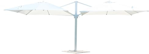 milani home - Ombrellone Doppio Telo Con Palo Laterale A Braccio Decentrato Per Giardino Esterno Ristorante Piscina Bar Hotel Colore Bianco