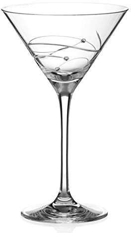 DIAMANTE Swarovski Martini Cocktail Glass - 'Spiral' Hand Cut Design Embellished with Swarovski Crystals
