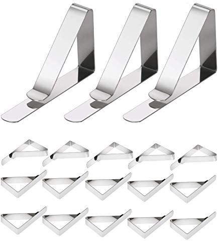 Tang Yuan 18 Stück Gartentischdeckenklemmen,Edelstahl-Tischdeckenklemmen,verstellbare Tischdeckenklemmen für Picknicks im Freien,Grillen,Hochzeiten und Partys (Spiegel/Silber)