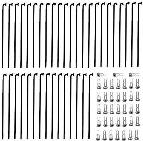 sinzau - Juego de radios para bicicleta de 38 piezas de acero inoxidable - Radios para bicicleta de montaña con roscas - Negro 258-283 mm