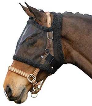 NETPROSHOP Fliegenmaske ohne Ohren Tragbar ohne Halfter Shetty, Fohlen Pony/Cob/Full