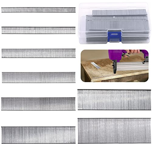 Swpeet Kit d'assortiment de clous à pointe Brad de finition multi-longueurs galvanisés de 4000 pièces, 8 tailles 2/5 5/8 3/4 1 1-1/5 1-1/2 1-3/4 2, clous pour pistolet et petites clous de