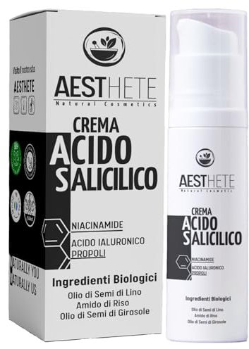 Crema Brufoli Viso 100ml Con Acido Salicilico E Niacinamide Biologica | Crema Acne Forte Pelle Grassa E Mista Con Pori Dilatati Punti Neri Astringente Naturale Profumata Aesthete
