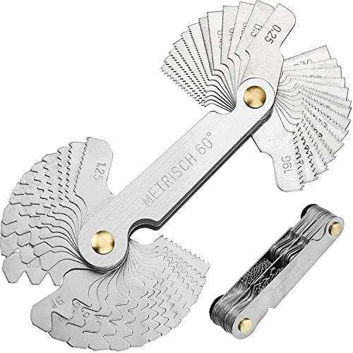 Voarge Lot de 52 Peignes Filetage en Acier Inoxydable pour Mesure Industrielle (52 pièces métriques + impérial)