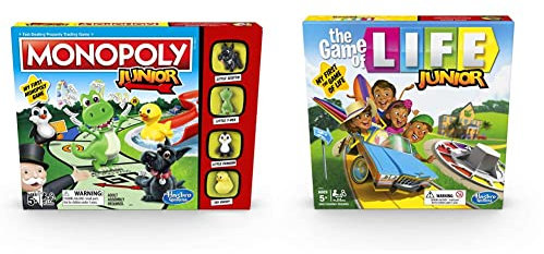 Monopoly Junior Game, Monopoly Board Game for Kids, Family Game for 2-4 Players & Hasbro Gaming The Game of Life Junior Board Game for Kids From Age 5, Game for 2 to 4 Players