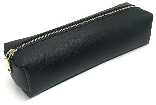 SeBeLi Tragbare PU-Federmäppchen Große Federmäppchen Kosmetik-Organizer-Tasche Schreibwaren für Schule & Büro Teen Geschenk (schwarz)