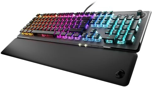 Roccat Vulcan II – Mechanische PC Gaming-Tastatur, anpassbare RGB-Beleuchtung, abnehmbare Handballenauflage, Titan II Tactile Schalter, Aluminiumplatte, Schwarz