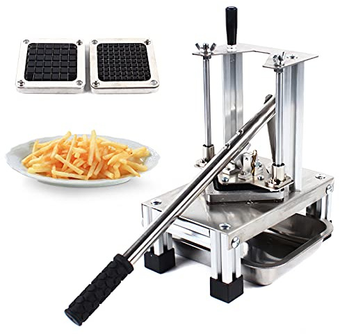 Kaichenyt Cortador de patatas fritas profesional, de acero inoxidable, con 3 cuchillas de repuesto de 7/10/14 mm