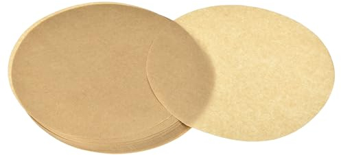 uxcell Lot de 100 feuilles rondes en papier sulfurisé, antiadhésives, imperméables, résistantes à l'huile, pour panier vapeur, four, cuisine et pâtisserie, marron