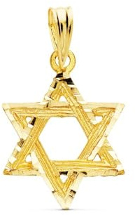 Inmaculada Romero IR Estrella de David Colgante Amuleto Oro 18k unisex 15mm. calada detalles tallados