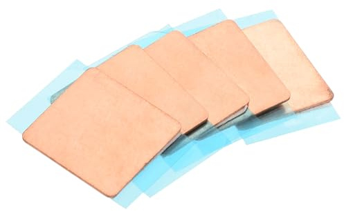 sourcing map Feuille de Cuivre pour Dissipateur Thermique Épais 0,5 mm 5Pcs | avec Ruban Adhésif Thermiquement Conducteur pour le refroidissements du Processeur GPU