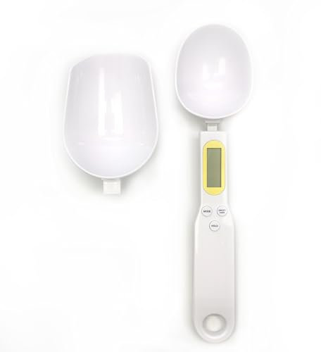 Dual-Head Removable LCD Digital Measuring Spoon, Weighing Spoon for Pet Food & Kitchen Use,and Measuring Cups for Baking & Cooking Gadgets, 500g/0.1g Accuracy